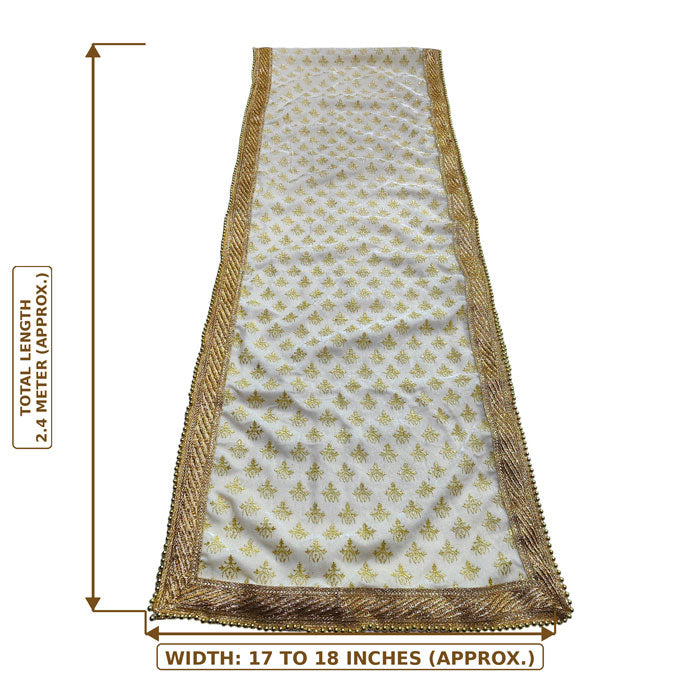 Krypmax Groom's Safa Stole Set, Traditional Dulha Safa Pagri with Stole/Dupatta, Off-white Colour (Pagdi Size: 22 to 22.5 Inch)