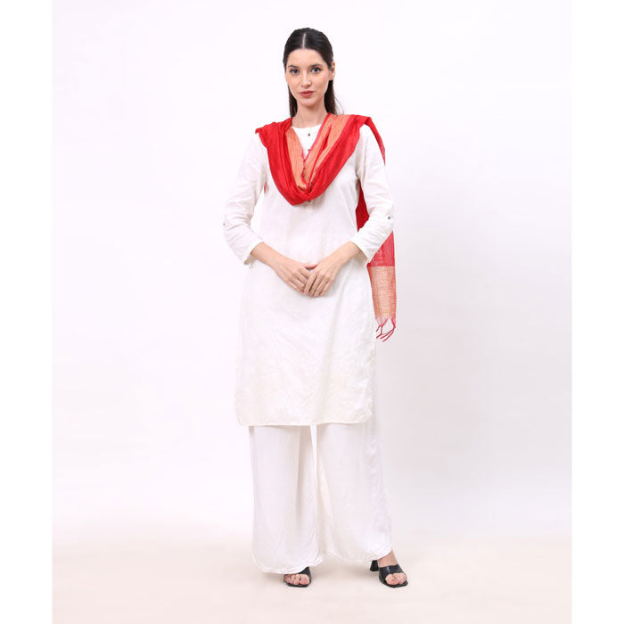 KRYPMAX Women's Silk Ethnic Dupatta (Red, 2.25 Mtr Length)