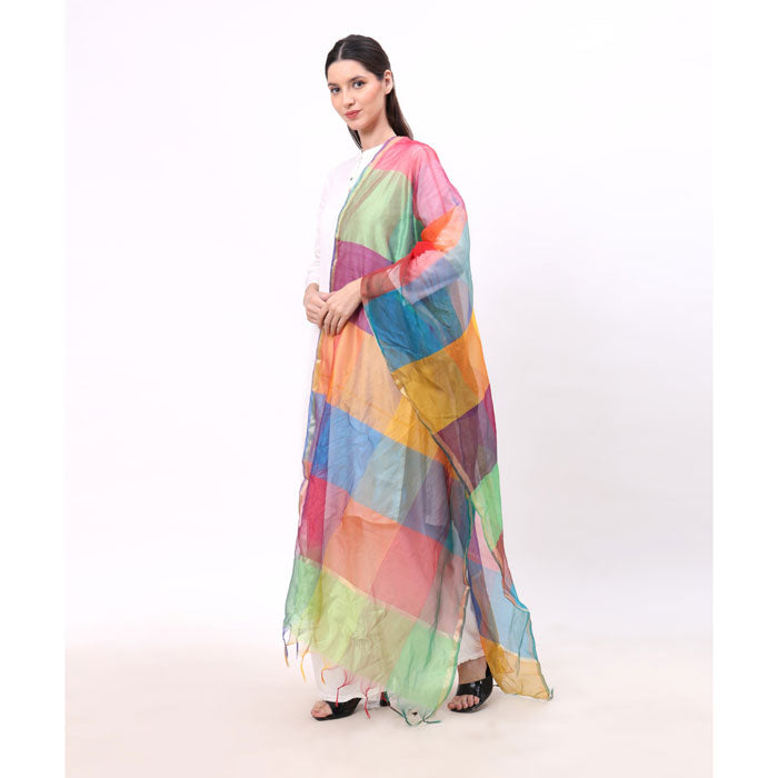KRYPMAX Women's Silk Ethnic Dupatta (Multicolour, 2.4 Mtr Length)