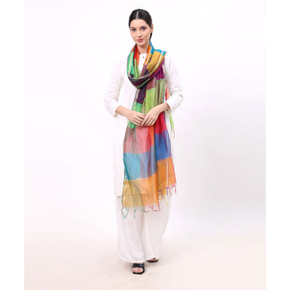 KRYPMAX Women's Silk Ethnic Dupatta (Multicolour, 2.4 Mtr Length)