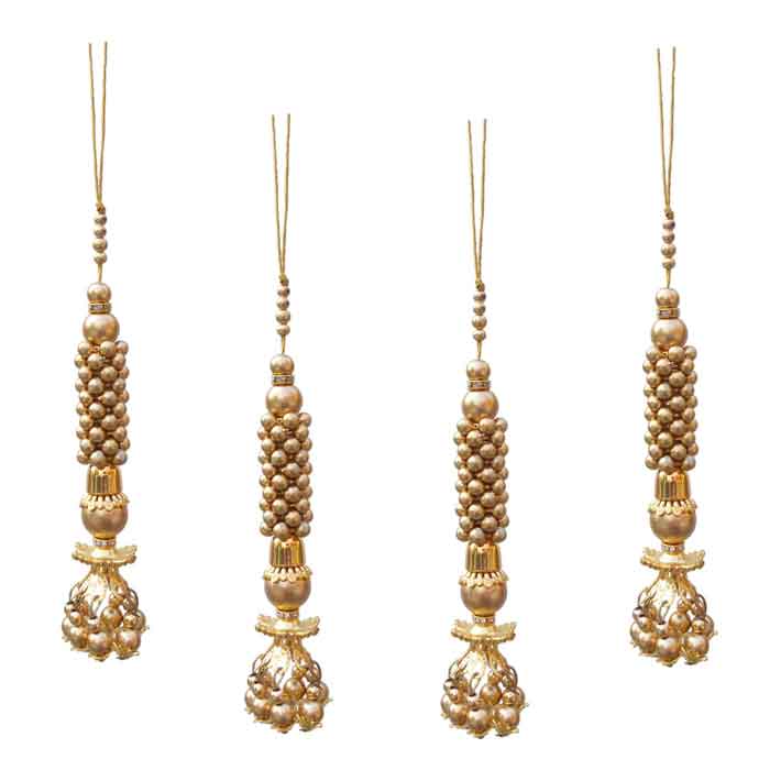 Krypmax Hanging Designer Tassel Latkan for Lehenga, Blouses, Dupatta, Art & Craft (Golden Color Design)