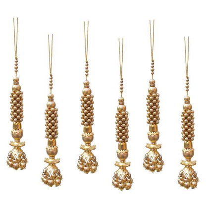 Krypmax Hanging Designer Tassel Latkan for Lehenga, Blouses, Dupatta, Art & Craft (Golden Color Design)