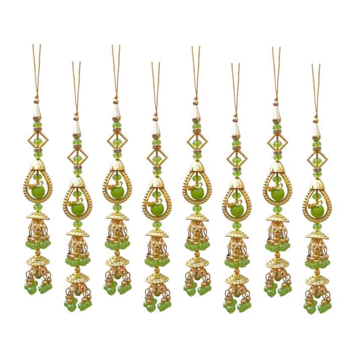 Krypmax Hanging Designer Tassel Latkan for Lehenga, Blouses, Dupatta, Art & Craft (Green Pearl Design)