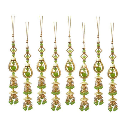 Krypmax Hanging Designer Tassel Latkan for Lehenga, Blouses, Dupatta, Art & Craft (Green Pearl Design)
