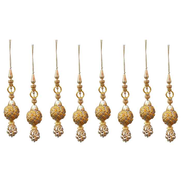 Krypmax Hanging Designer Tassel Latkan for Lehenga, Blouses, Dupatta, Art & Craft (Gold Ball Design)
