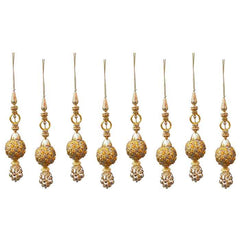 Krypmax Hanging Designer Tassel Latkan for Lehenga, Blouses, Dupatta, Art & Craft (Gold Ball Design)