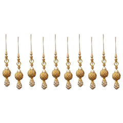 Krypmax Hanging Designer Tassel Latkan for Lehenga, Blouses, Dupatta, Art & Craft (Gold Ball Design)