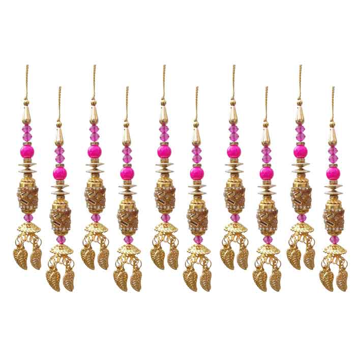 Krypmax Hanging Designer Tassel Latkan for Lehenga, Blouses, Dupatta, Art & Craft (Pink Pearl Design)