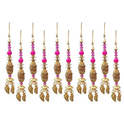 Krypmax Hanging Designer Tassel Latkan for Lehenga, Blouses, Dupatta, Art & Craft (Pink Pearl Design)