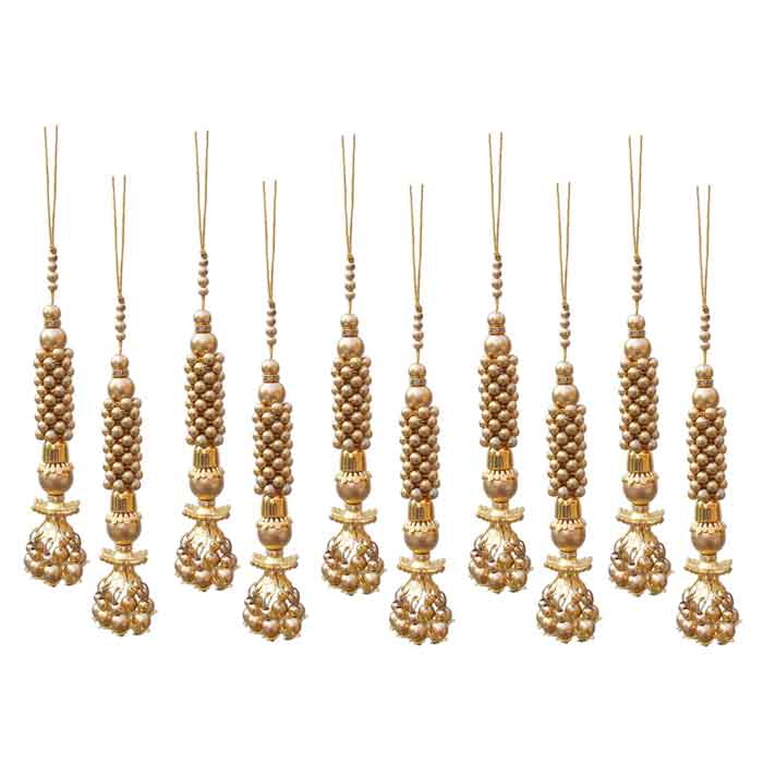 Krypmax Hanging Designer Tassel Latkan for Lehenga, Blouses, Dupatta, Art & Craft (Golden Color Design)