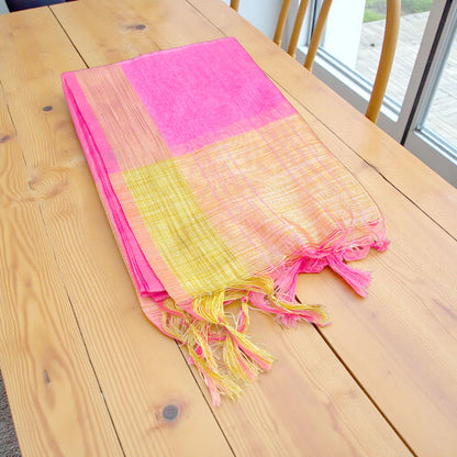KRYPMAX Men's Silk Bandhani Ethnic Dupatta/Stole for Kurta(Pink, 2.25 Mtr Length)