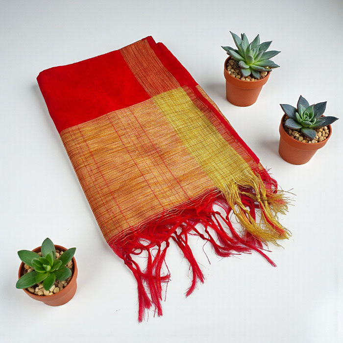 KRYPMAX Men's Silk Bandhani Ethnic Dupatta/Stole for Kurta(Red, 2.25 Mtr Length)