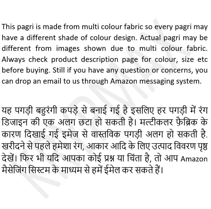 KRYPMAX Men's Multi Colour Turban Pagdi/Pagri for Barati, Gharati, Milni, Marriage, Wedding, Party