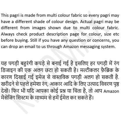 KRYPMAX Men's Multi Colour Turban Pagdi/Pagri for Barati, Gharati, Milni, Marriage, Wedding, Party