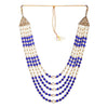 KRYPMAX five layers Blue and offwhite pearl beads Dulha groom sherwani Necklace/Moti Mala for Men for wedding