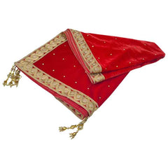 Krypmax Women's Velvet Hand Work Wedding Stole/Shawl/Dupatta (Red Colour)