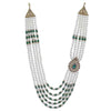 KRYPMAX Designer Pearl Base Metal and Dulha Sherwani Moti Mala Haar Necklace for Groom Men's Indian Wedding (PCN-014-032_Green_offwhite_Pack of 1)