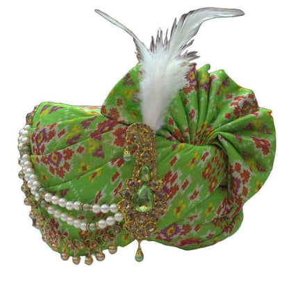 KRYPMAX Rajasthani Pagri For Dulha Wedding Marriage Green Multicolor Print