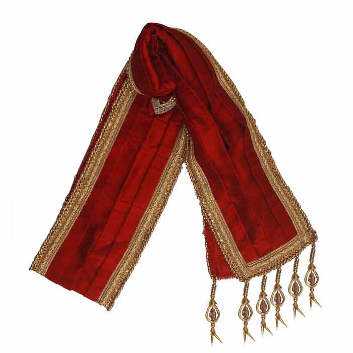 Krypmax Men's Dupion Silk Groom Sherwani Stole Dupatta, Chunni Dupatta (Maroon, 2.5 Meter Long)
