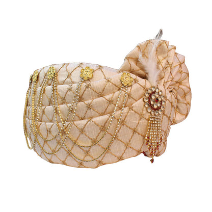 Krypmax Men's Wedding Traditional Readymade Groom Head Safa Turban/Pagdi/Pagri (Size: 22 to 22.5 Inch)