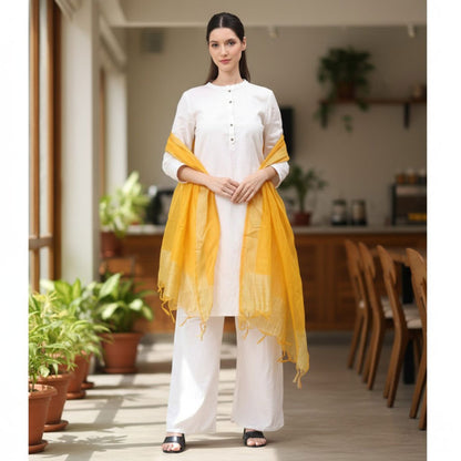 KRYPMAX Women's Silk Ethnic Dupatta (Yellow, 2.25 Mtr Length)