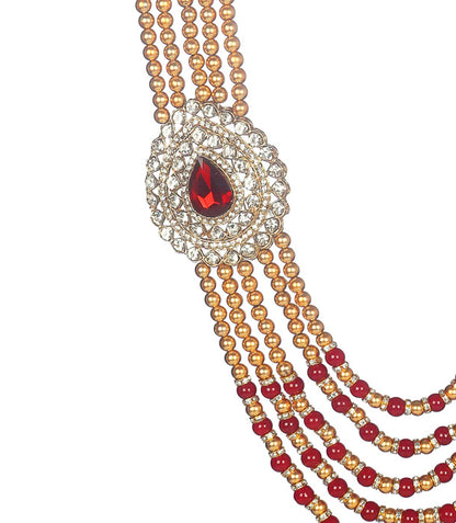 KRYPMAX Pearl Necklace Jewellery for Groom Dulha Moti Mala Haar for Men