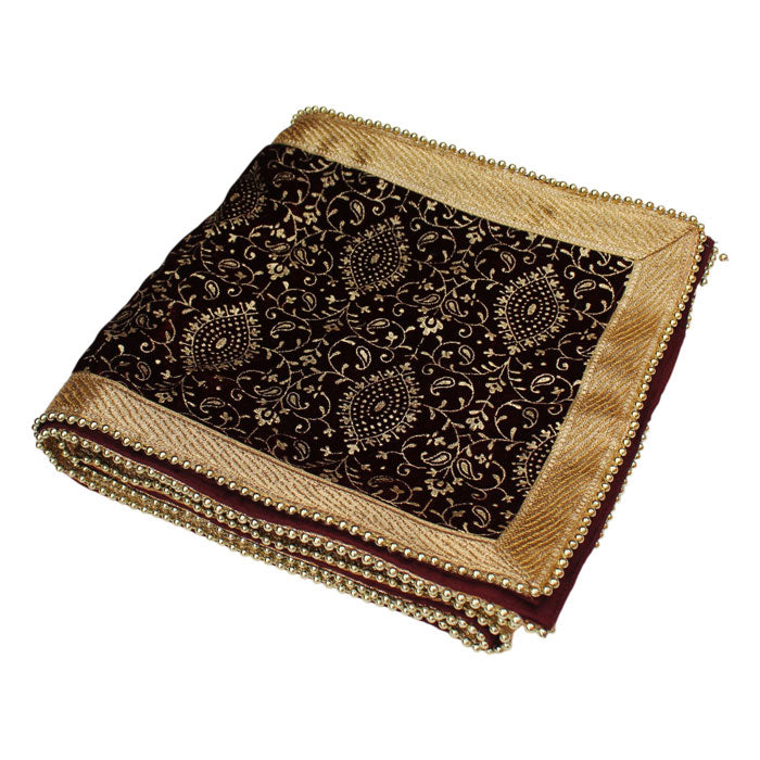 KRYPMAX Men's Narrow Velvet Stole Dupatta With Printed Design Golden Border for Kurta/Sherwani/Achkan/Suit (Length - 2.5m, Width -14 Inch) - Aankh Print