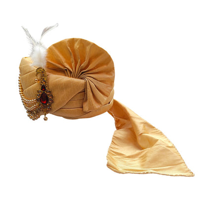 KRYPMAX Royal Groom's Safa Stole Set, Traditional Safa Pagri with Stole/Dupatta, Chiku Colour (Pagdi Size: 22.5)