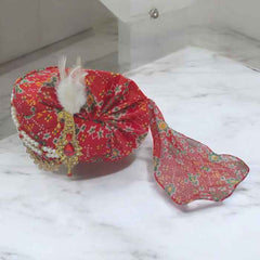 KRYPMAX Men's Traditional and Ethnic Safa Turban Dulha Pagri (Red Colour, Size: 22 to 22.5 Inch)