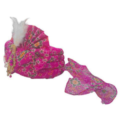 KRYPMAX Traditional Readymade Wedding Safa/Turban/Pagdi/Pheta for Men (Rani Colour, Size: 22 to 22.5 Inch)