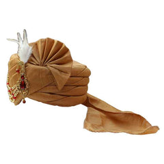 KRYPMAX Royal Groom's Safa Stole Set, Traditional Safa Pagri with Stole/Dupatta, Chiku Colour (Pagdi Size: 22.5 to 23 Inch)