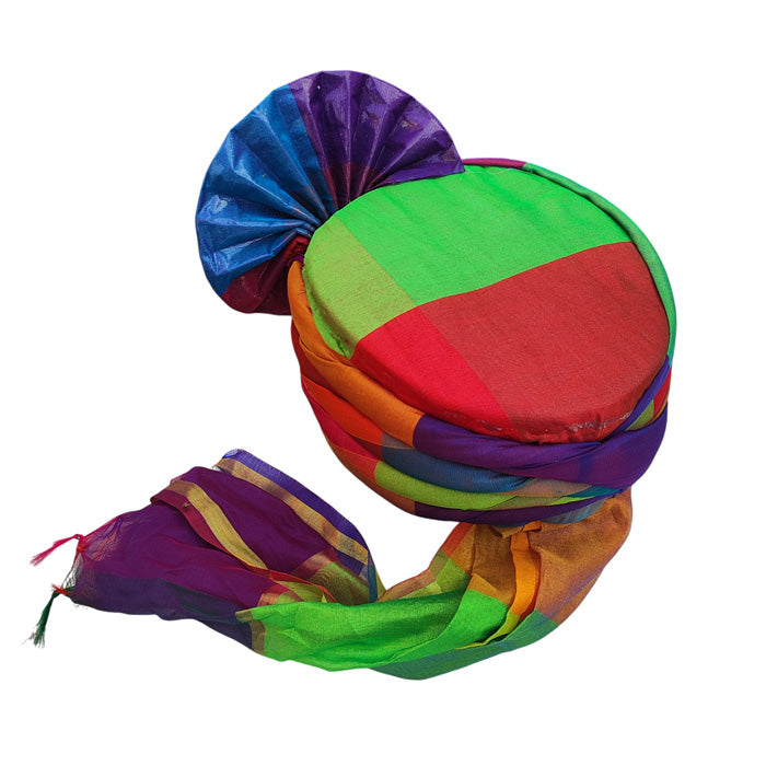 KRYPMAX Men's Multi Colour Turban Pagdi/Pagri for Barati, Gharati, Milni, Marriage, Wedding, Party