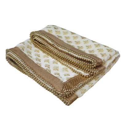 Krypmax Groom's Safa Stole Set, Traditional Dulha Safa Pagri with Stole/Dupatta, Off-white Colour (Pagdi Size: 22 to 22.5 Inch)