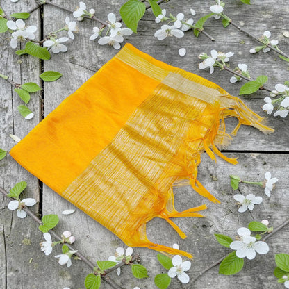 KRYPMAX Men's Silk Bandhani Ethnic Dupatta/Stole for Kurta(Yellow, 2.25 Mtr Length)