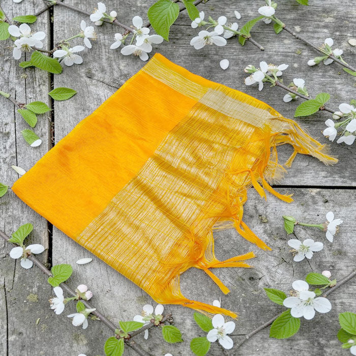 KRYPMAX Women's Silk Ethnic Dupatta (Yellow, 2.25 Mtr Length)