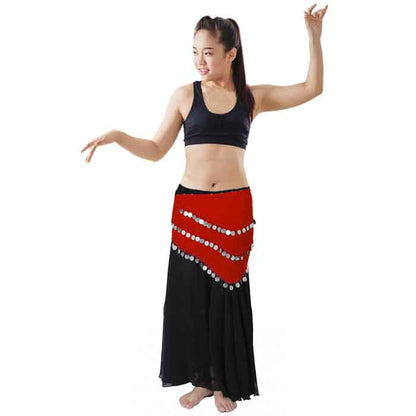Krypmax Belly Dance Hip Scarf Waist Belt with 105 Silver Coins for Women and Girls, Triangle Shape