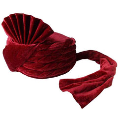 KRYPMAX Mens Solid Velvet Traditional Ethnic Safa/Turban/Pagdi/Pagri for Barati/Gharati, Maroon (Size: 22 to 22.5 Inch)