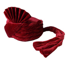 Krypmax Mens Solid Velvet Traditional Ethnic Safa/Turban/Pagdi/Pagri, Maroon (Size: 22 to 22.5 Inch)